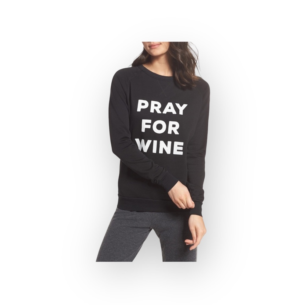 new The Laundry Room ☻︎ Super Soft Pray 4 Wine Graphic Sweatshirt ☻︎ Jet Black S - Picture 3 of 16